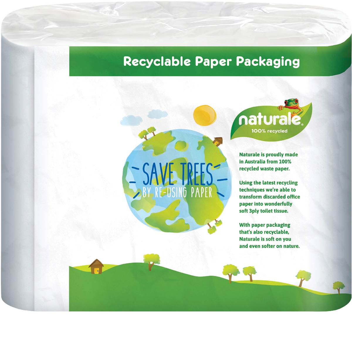 Naturale 100% Recycled Toilet Tissue 3 Ply 180 Sheets 12 Pack