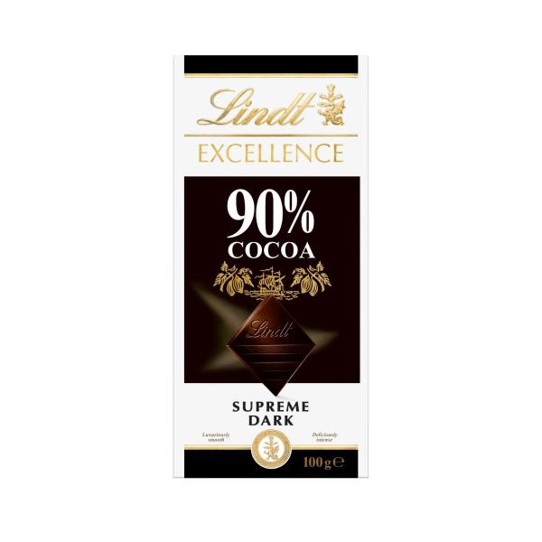 LINDT EXCELLENCE CHOCOLATE:90% DARK:.:100 GRAM