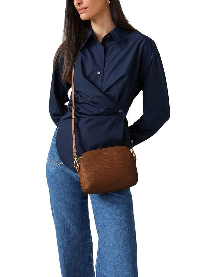 Dukes Place Medium Ziptop Crossbody Bag in Brown