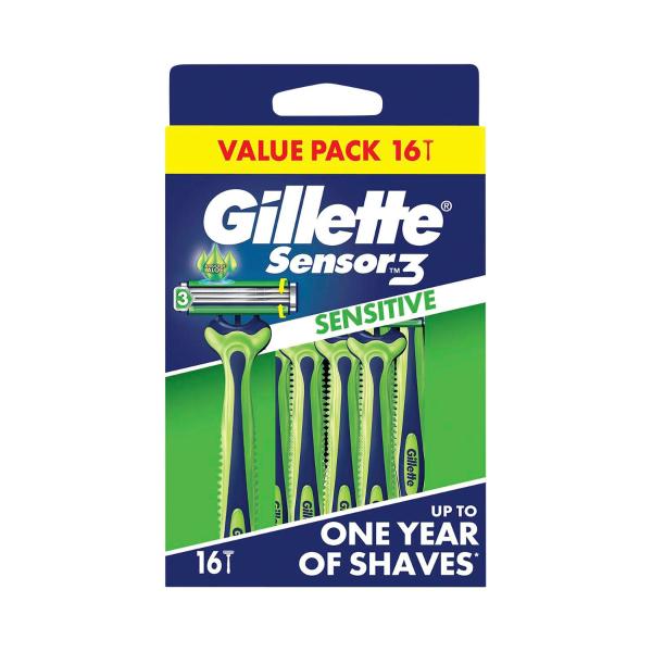 GILLETTE SENSOR3 SENSITIVE MALE DISPOSABLE RAZOR 16 PACK