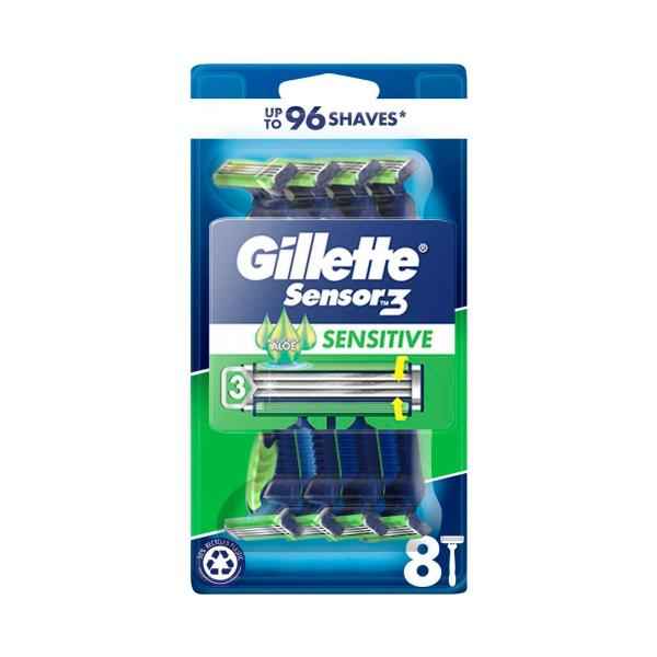 GILLETTE SENSOR3 SENSITIVE MALE DISPOSABLE RAZOR 8 PACK