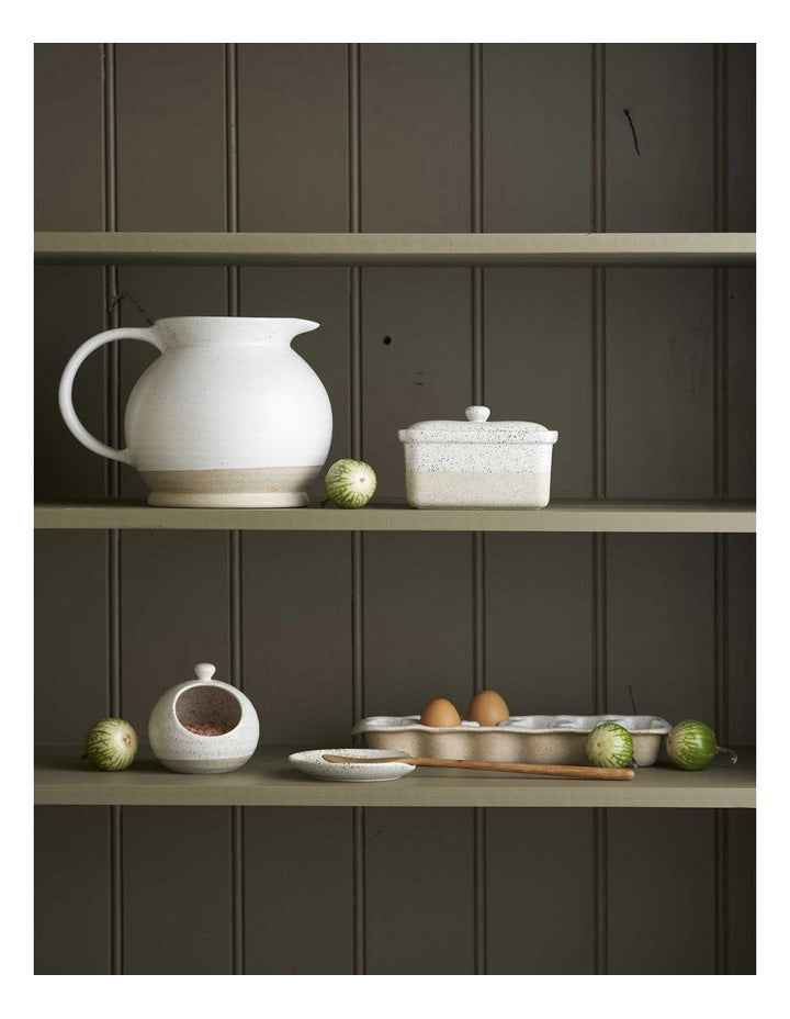 Natural Home Salt Pig 11x11x11.5cm in White Speckle