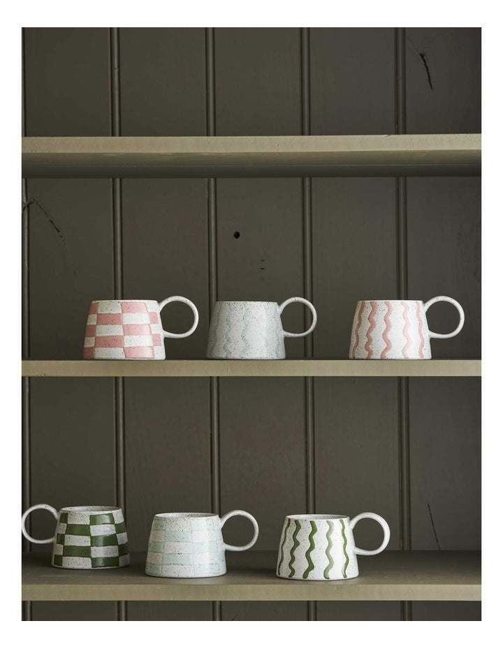 Celeste Hand Painted Mug in Blue Check