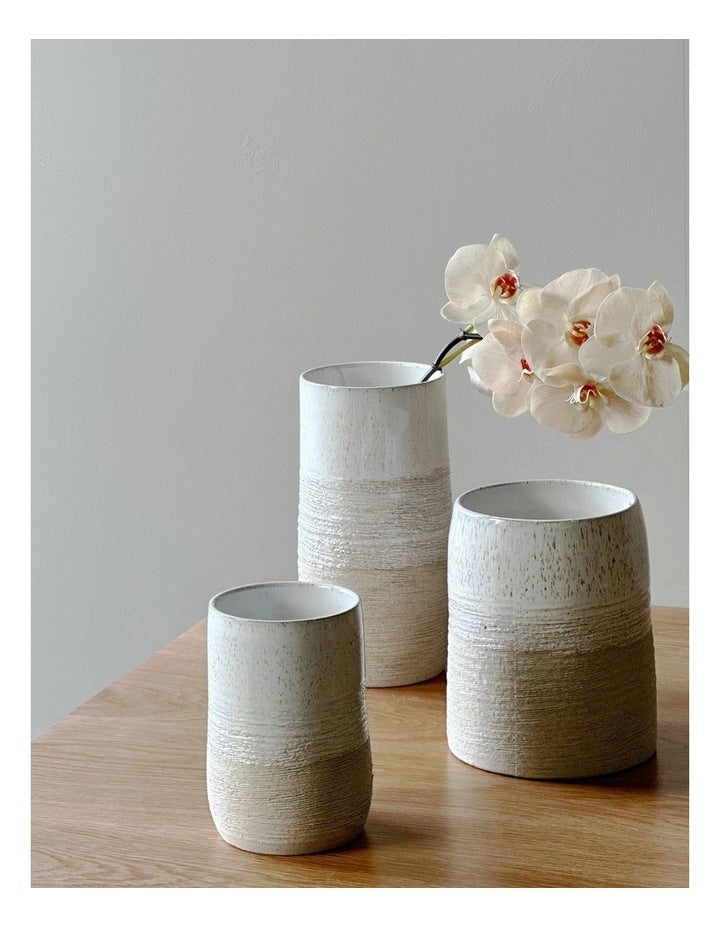 Terrain Vase Large 13x26cm in White With Raw