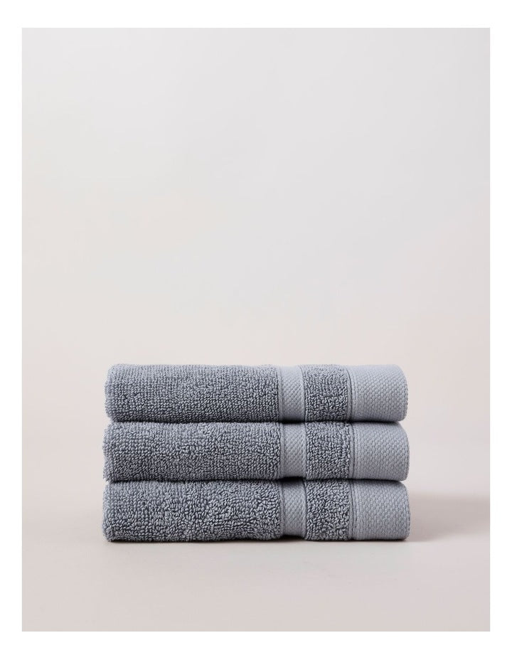 Luxury Egyptian 3pk Face Washer in Mid Blue