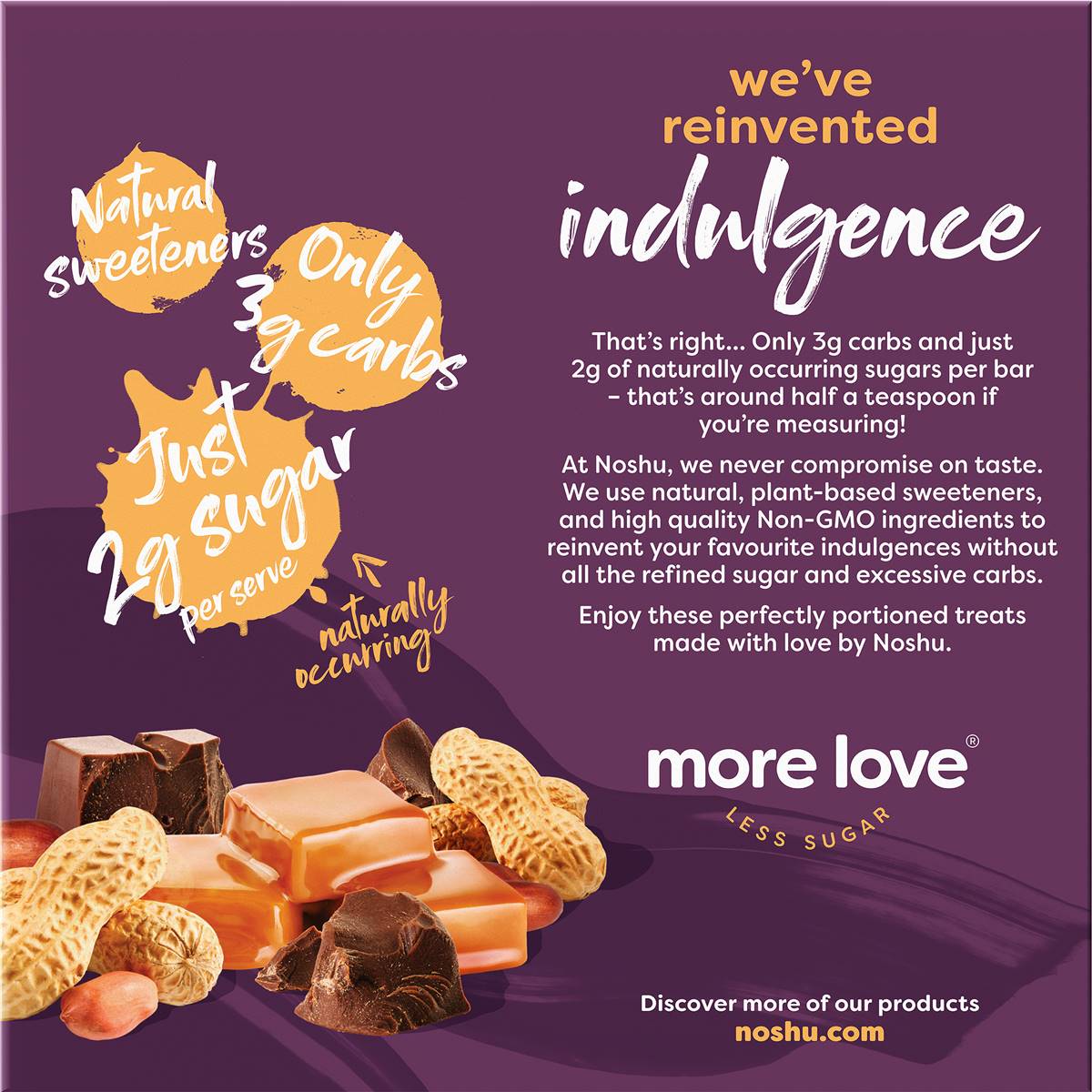 Noshu Low Carb Peanut & Caramel Nougat Indulgence Bars 5 Pack