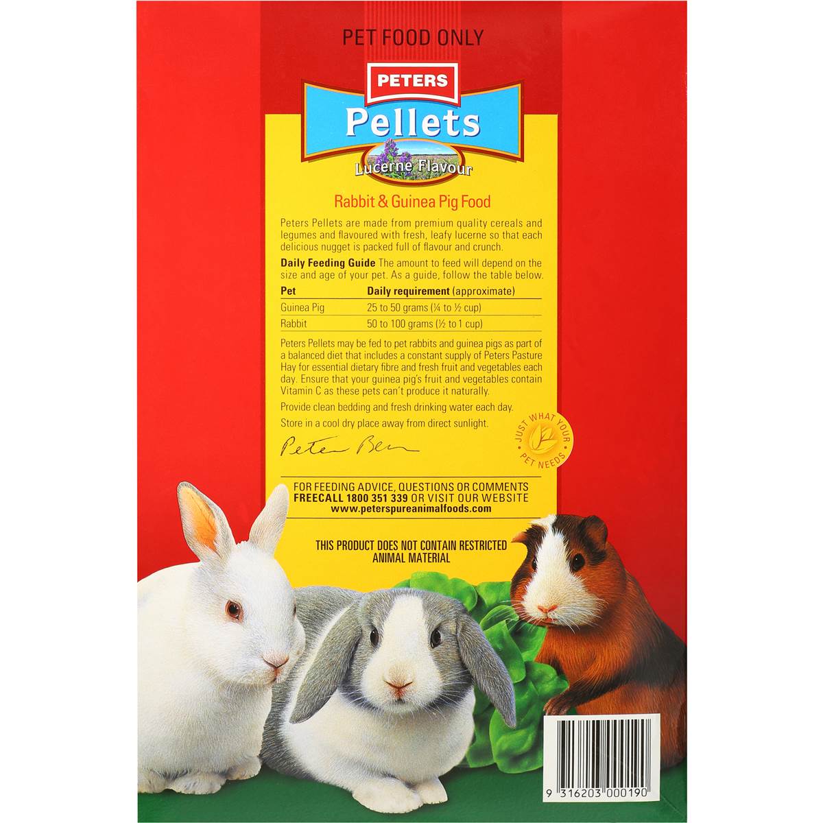 Peters Rabbit & Guinea Pig Lucerne Pellets 2kg