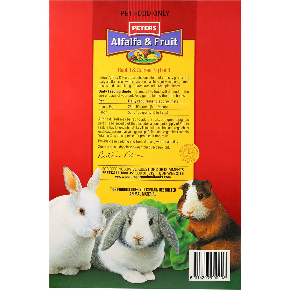 Peters Alfalfa & Fruit Rabbit & Guinea Pig Food 2kg