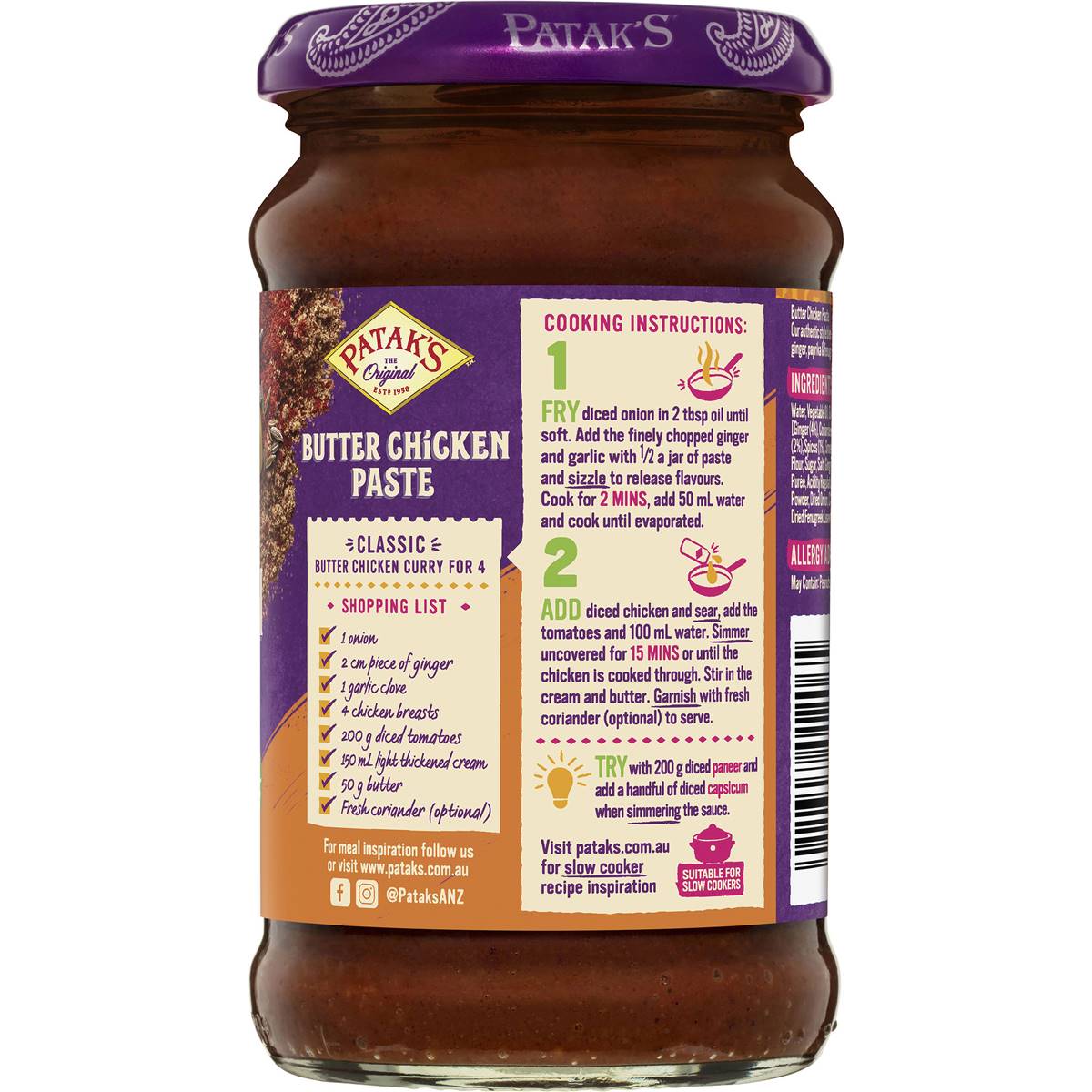 Patak's Butter Chicken Curry Paste 312g