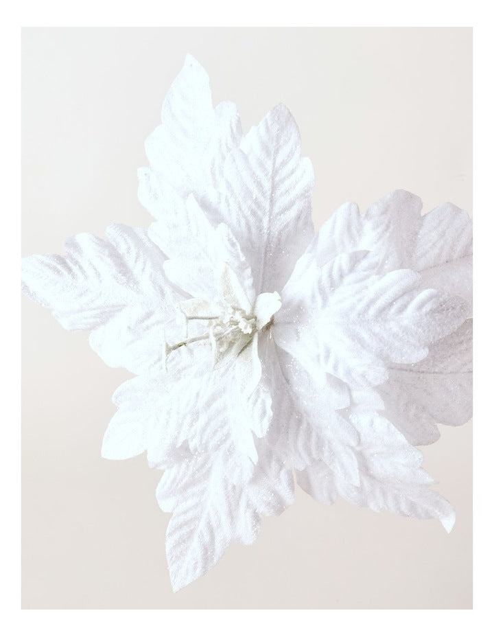Luxe Christmas Oversized Poinsettia Pick 61cm in White