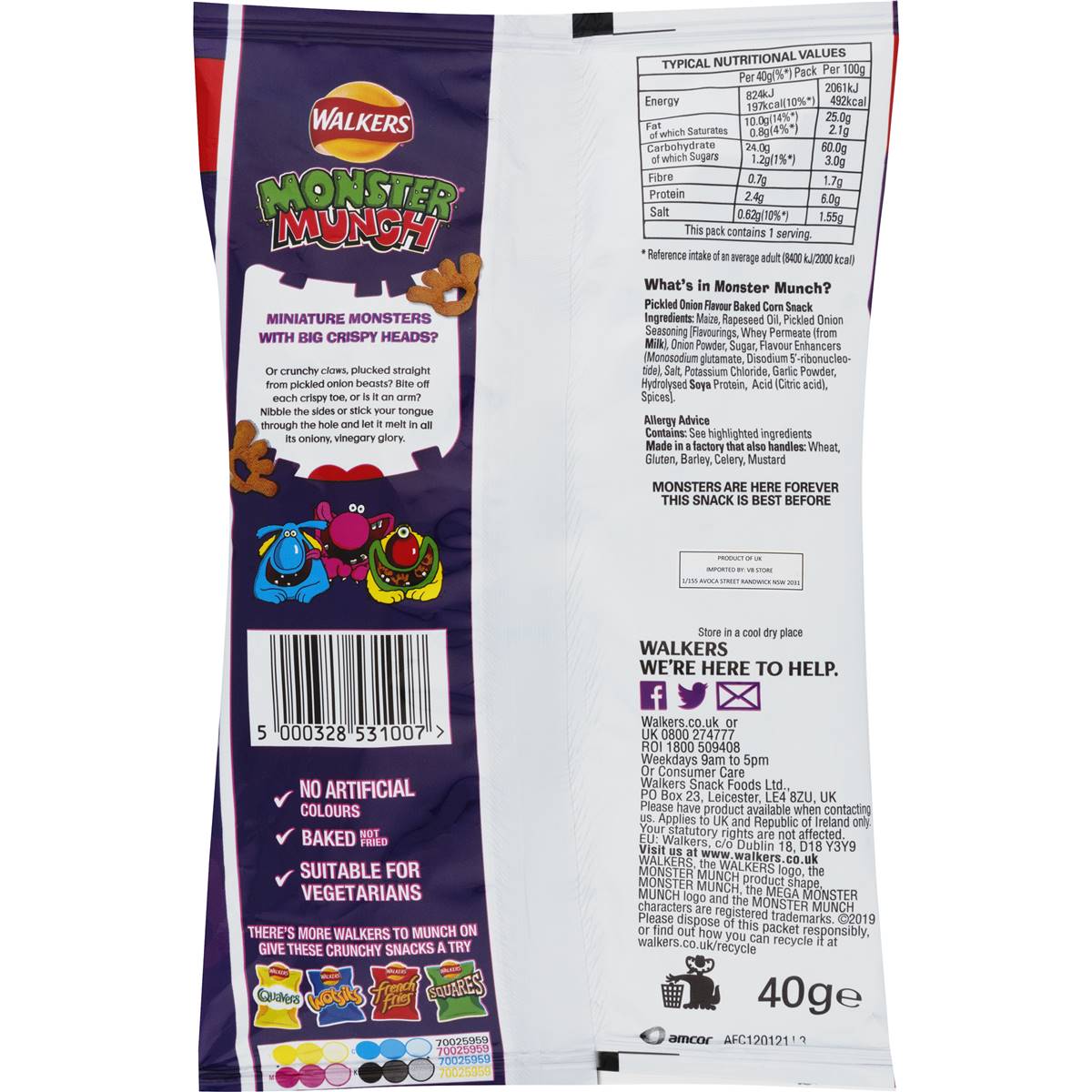 Walkers Monster Munch Pickled Onion 40g