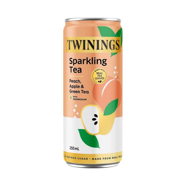 TWININGS SPARKLING TEA PEACH APPLE GREEN TEA 250ML