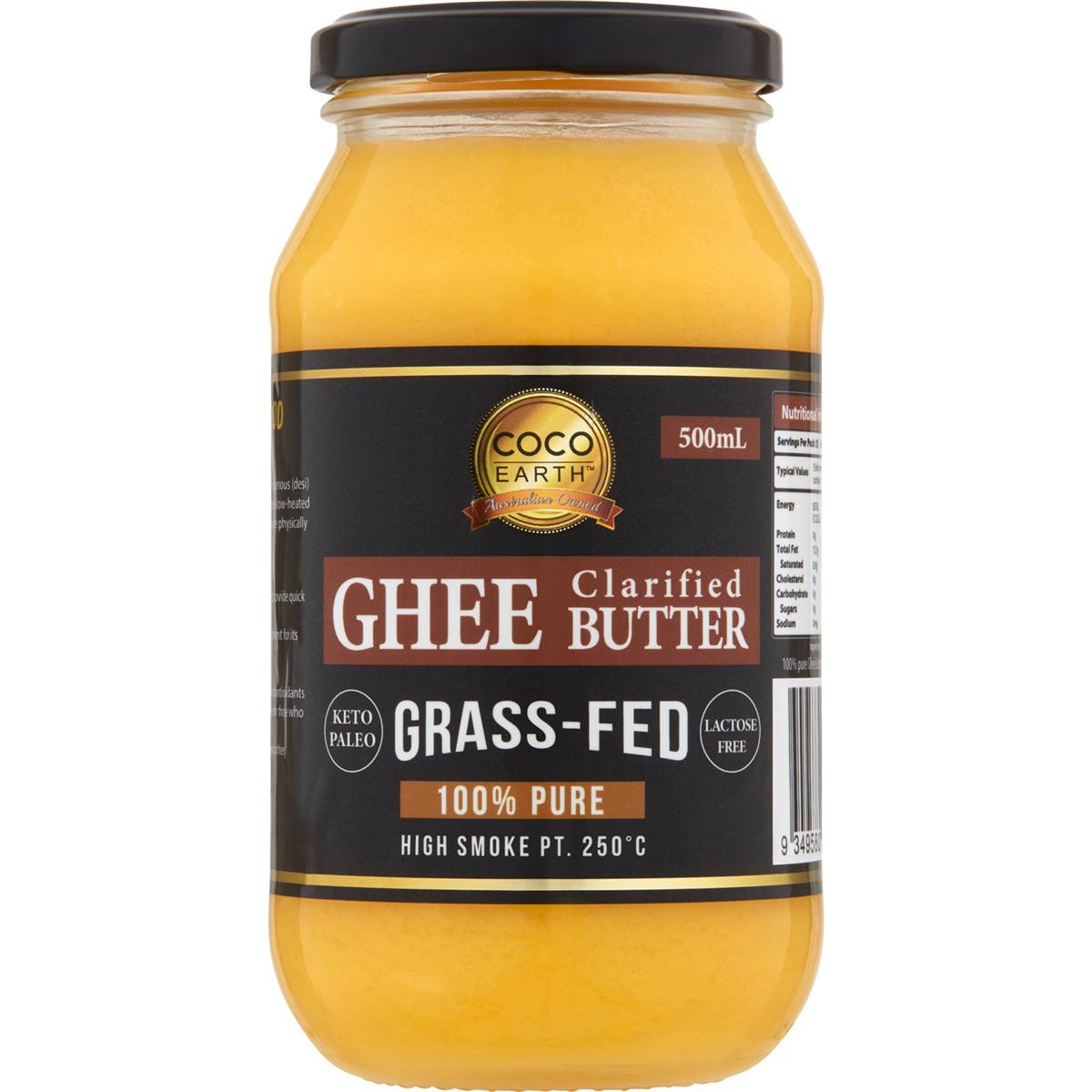 Coco Earth Ghee Clarified Butter Grass Fed 500ml