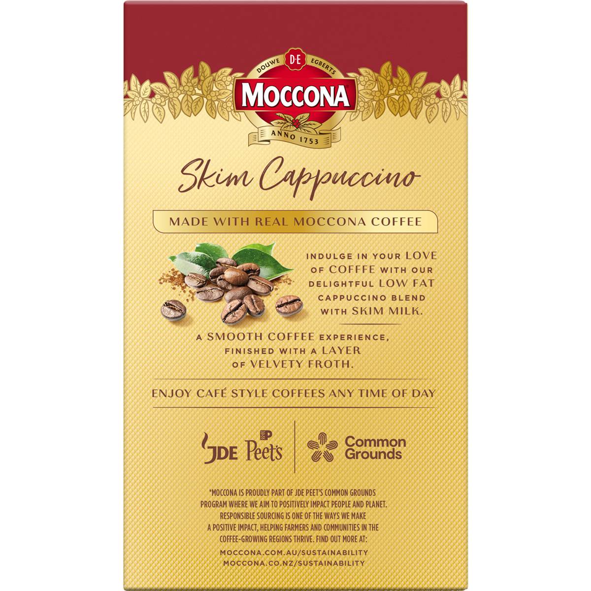 Moccona Coffee Sachets Skim Cappuccino 10 Pack