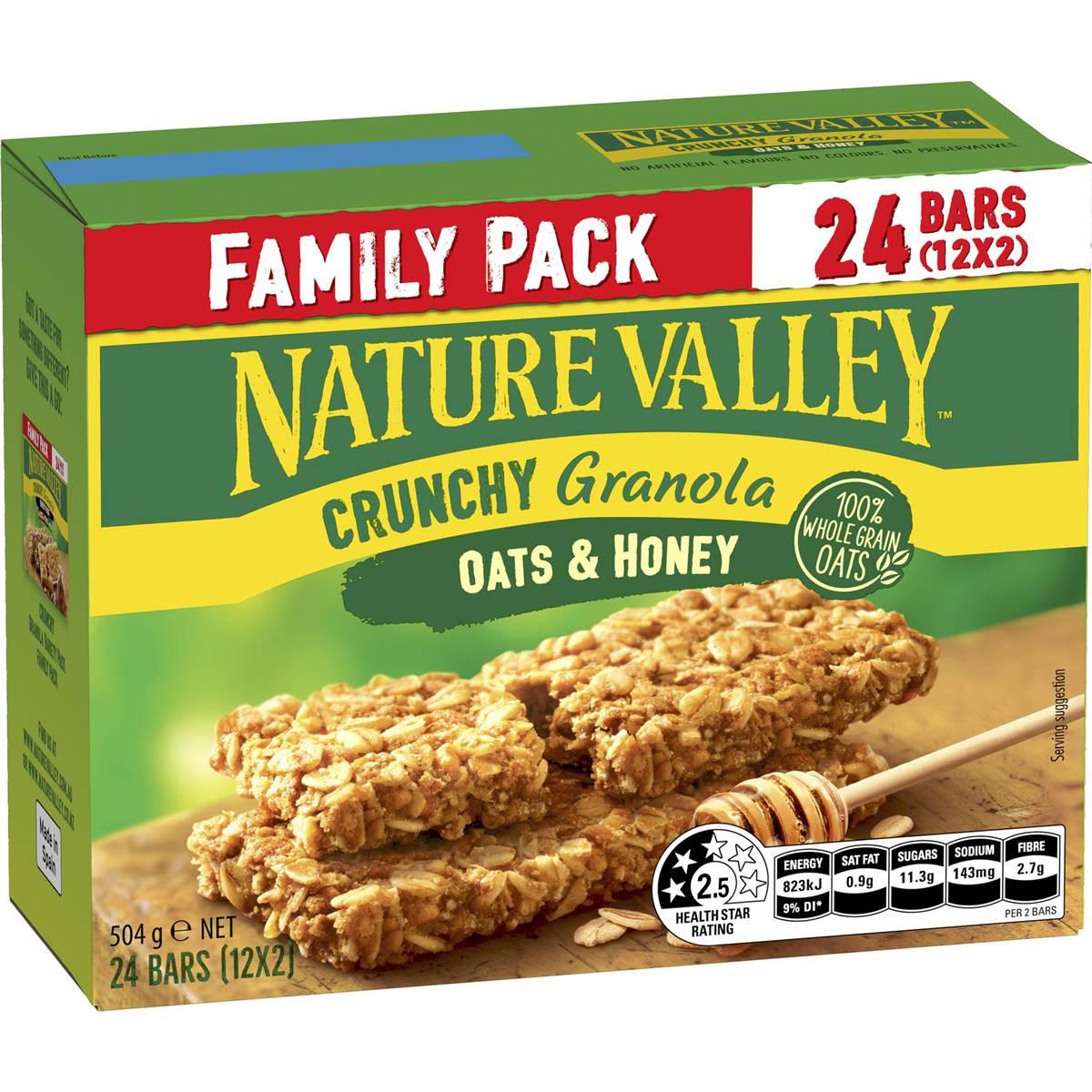 Nature Valley Crunchy Family Oats & Honey Granola Bars 42g x 12 pack