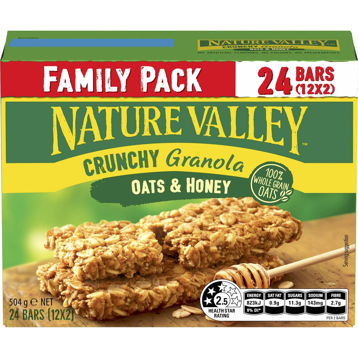 Nature Valley Crunchy Family Oats & Honey Granola Bars 42g x 12 pack