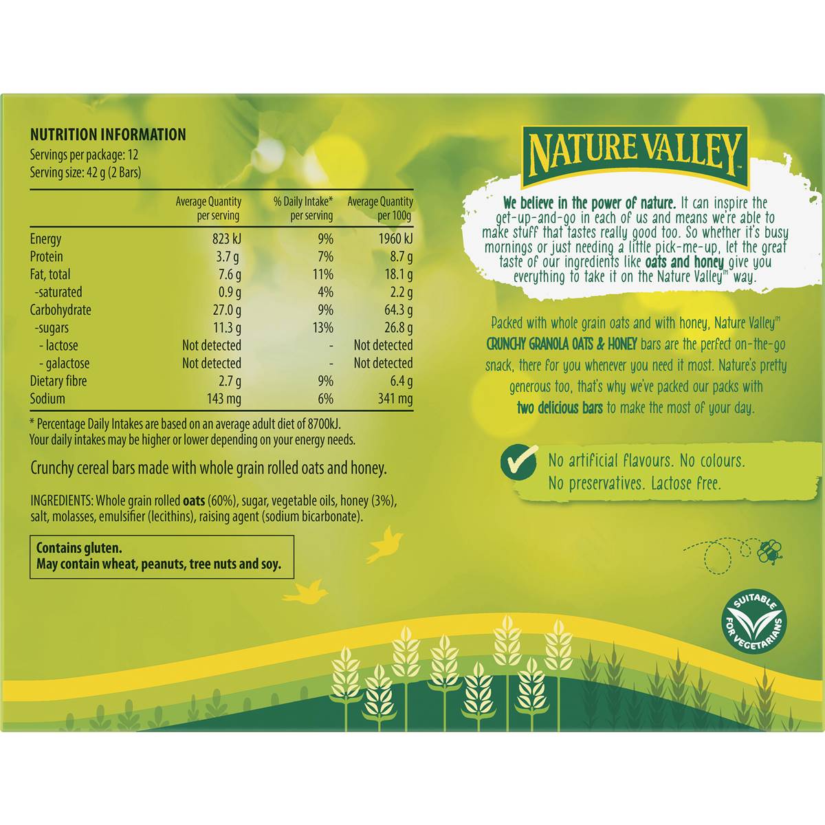 Nature Valley Crunchy Family Oats & Honey Granola Bars 42g x 12 pack