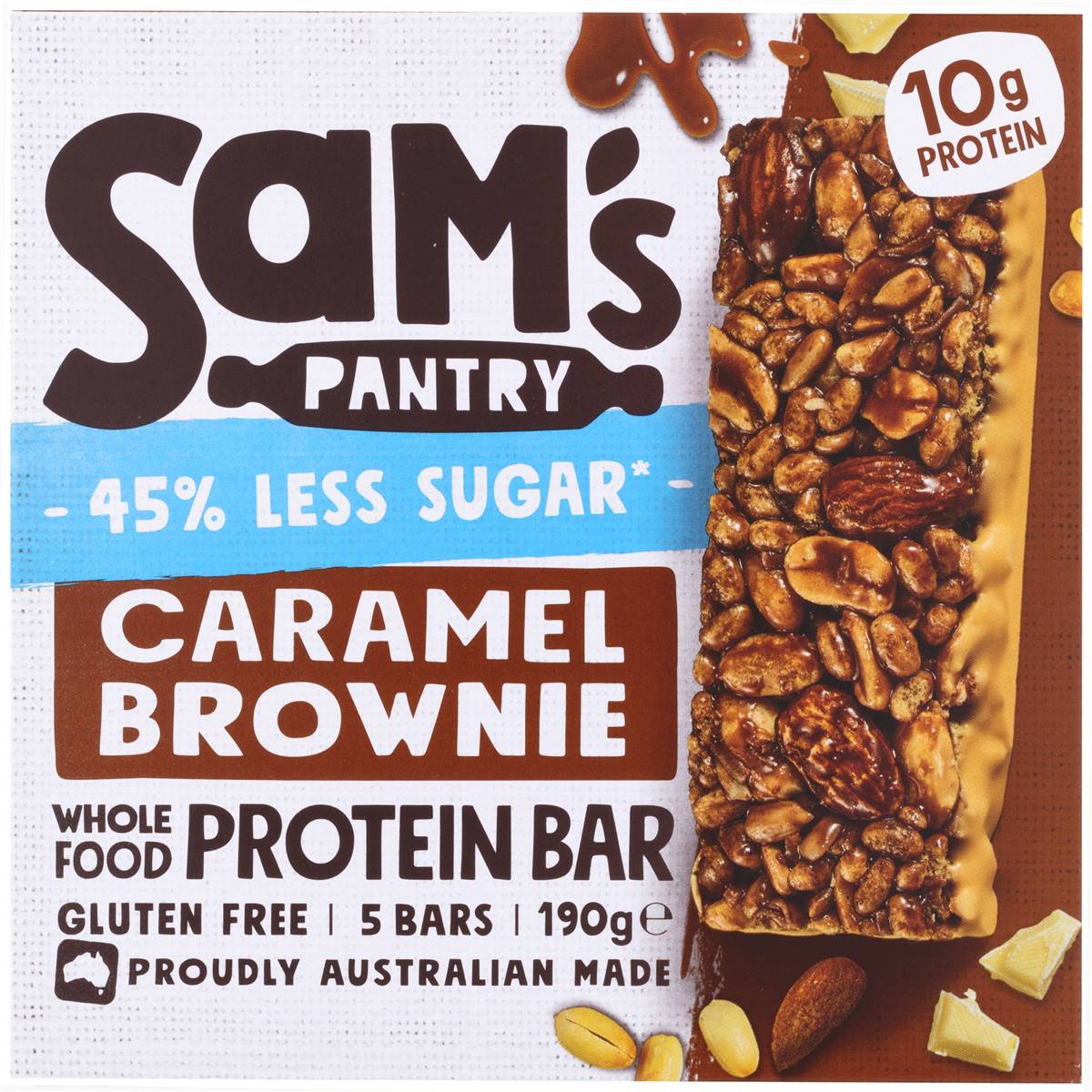 Sam's Pantry Caramel Brownie Low Sugar Protein Bars 5 Pack