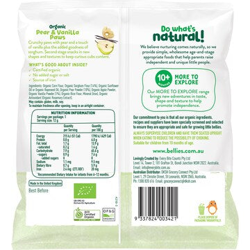 Little Bellies Organic Pear & Vanilla Paws 12g