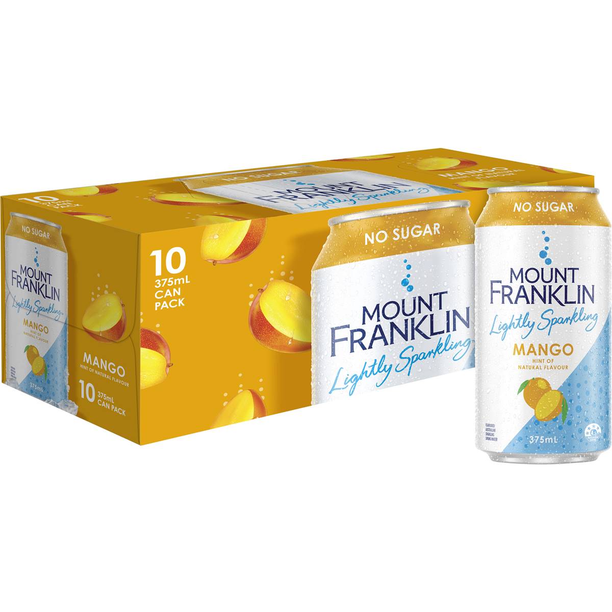 Mount Franklin Lightly Sparkling Water Mango 375mL x 10 pack