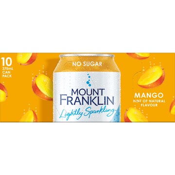 Mount Franklin Lightly Sparkling Water Mango 375mL x 10 pack