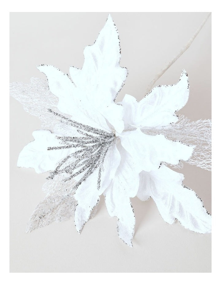 Luxe Christmas Velvet & Mesh Pick 60cm in White