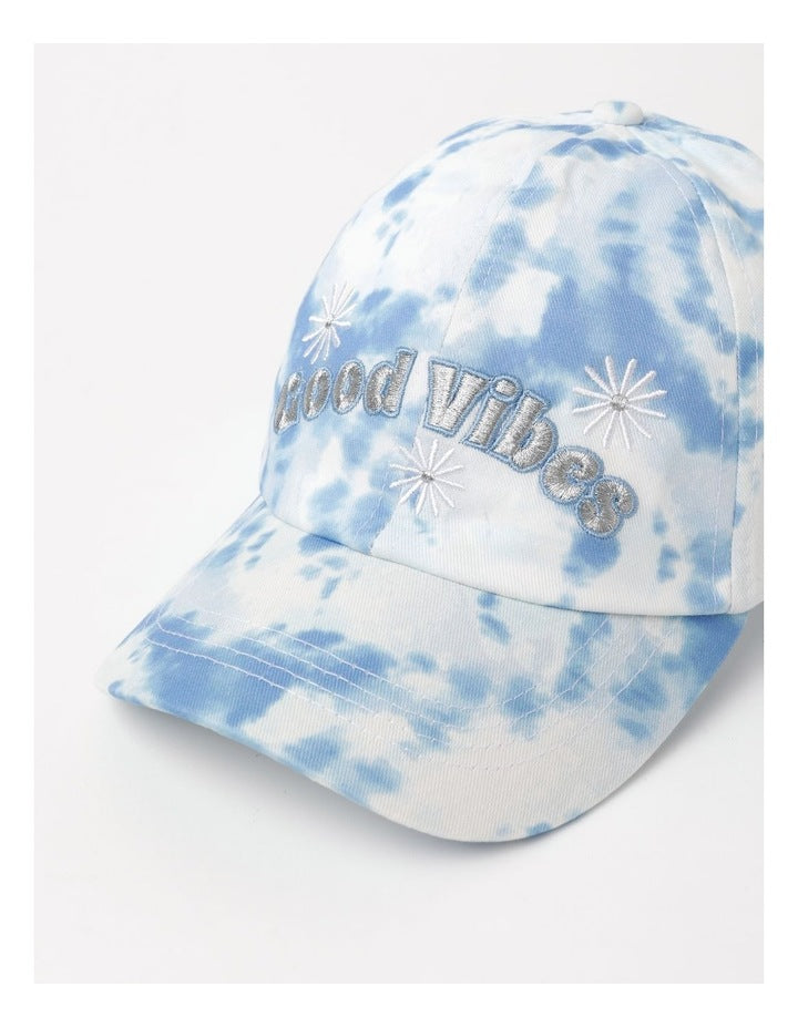Good Vibes Tie Dye Cap in Blue