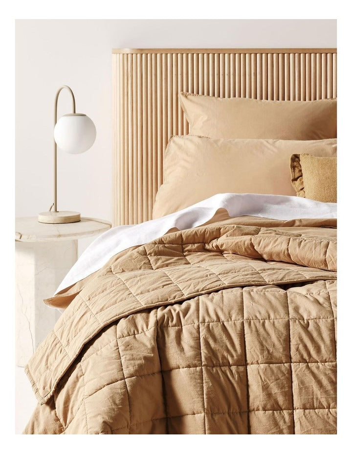Evie Organic Stonewash Coverlet in Toasted Pecan