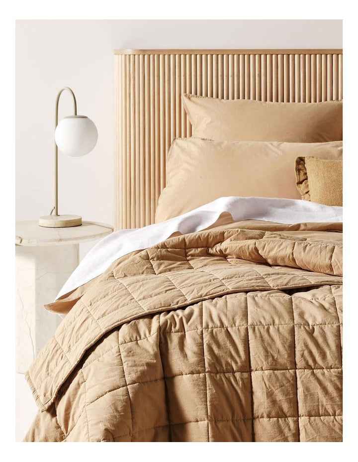 Evie Organic Stonewash Coverlet in Toasted Pecan