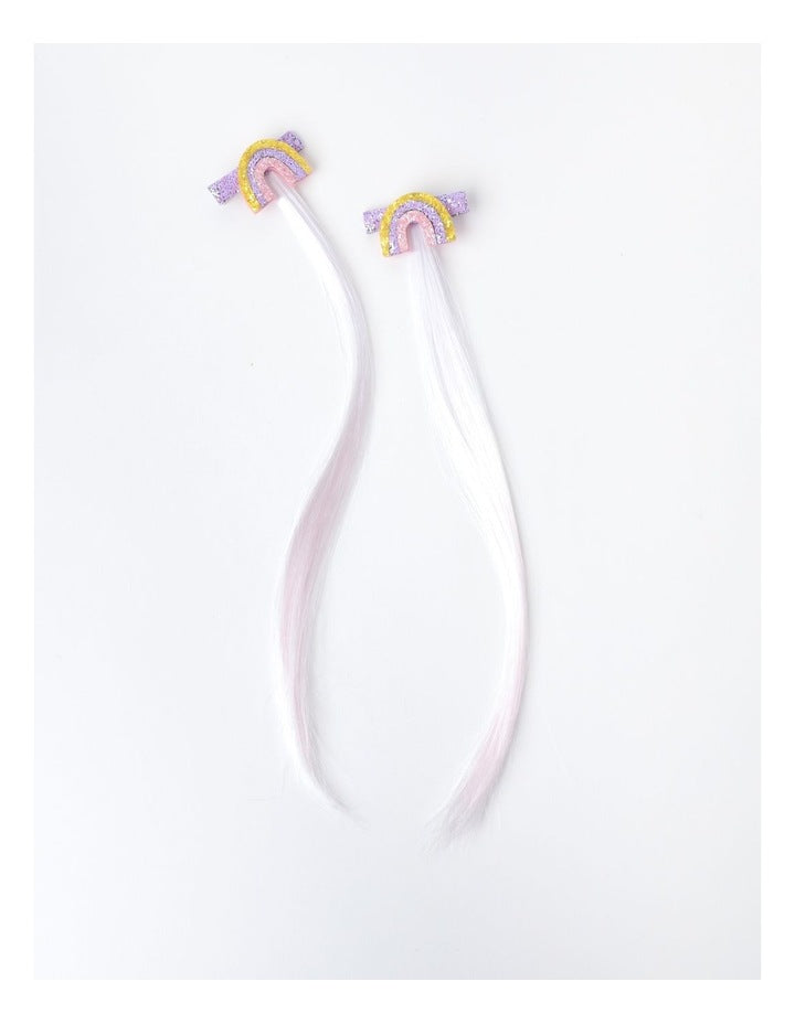 Rainbow Hair Extension Clips in Purple