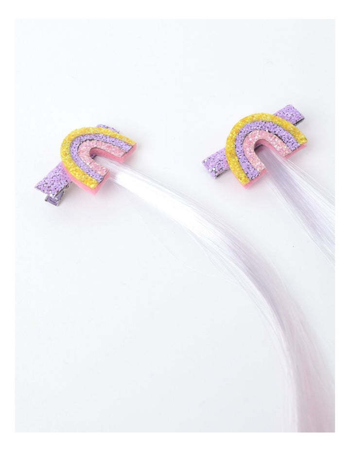 Rainbow Hair Extension Clips in Purple
