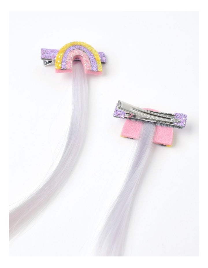 Rainbow Hair Extension Clips in Purple