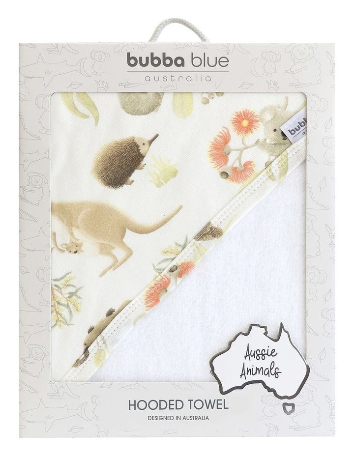 Aussie Animals Hooded Towel in Oatmeal