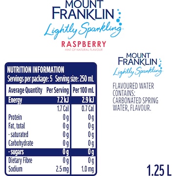 Mount Franklin Lightly Sparkling Water Raspberry 1.25L