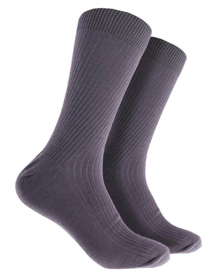 Plain Rib Bamboo Crew Socks in Denim