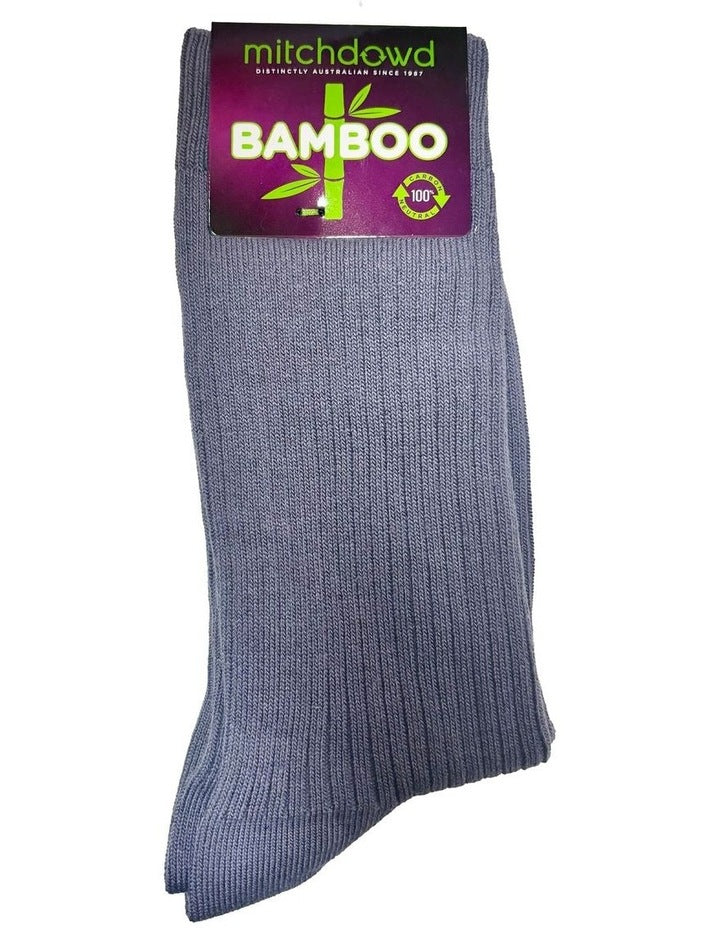 Plain Rib Bamboo Crew Socks in Denim