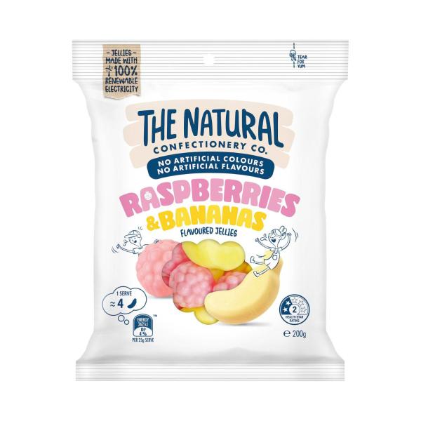 THE NATURAL CONFECTIONERY CO RASPBERRY & BANANAS 200G