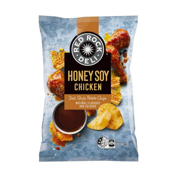 RED ROCK DELI POTATO CHIPS:HONEY SOY CHICKEN:.:165 GRAM