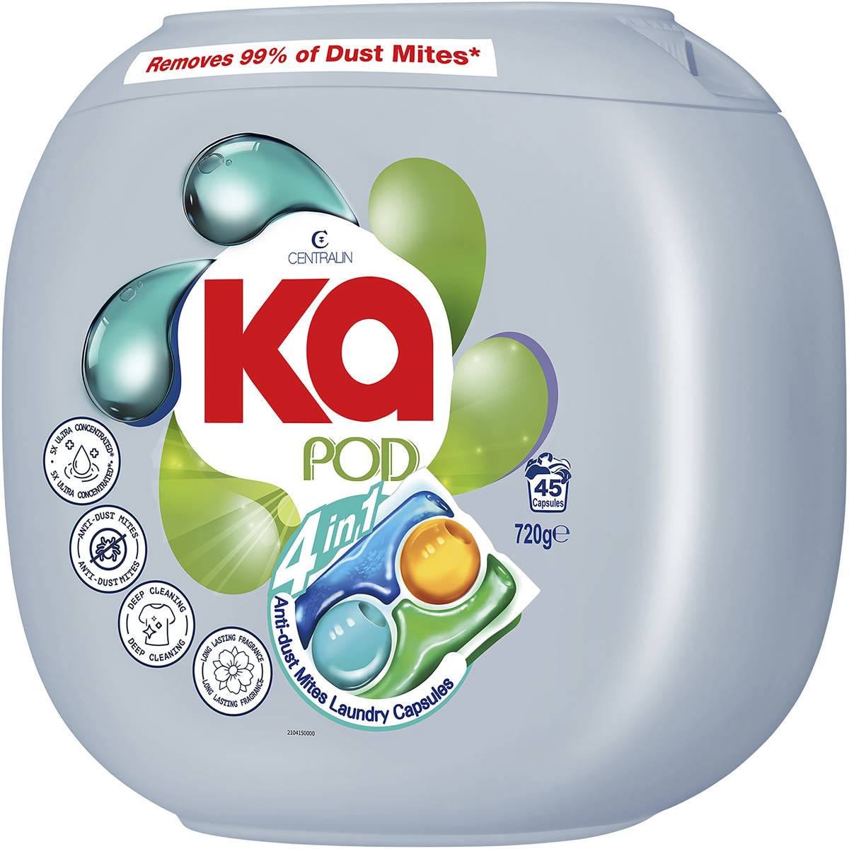 Ka Pod 4 In 1 Anti Dust Mites Laundry Capsules 45 Pack