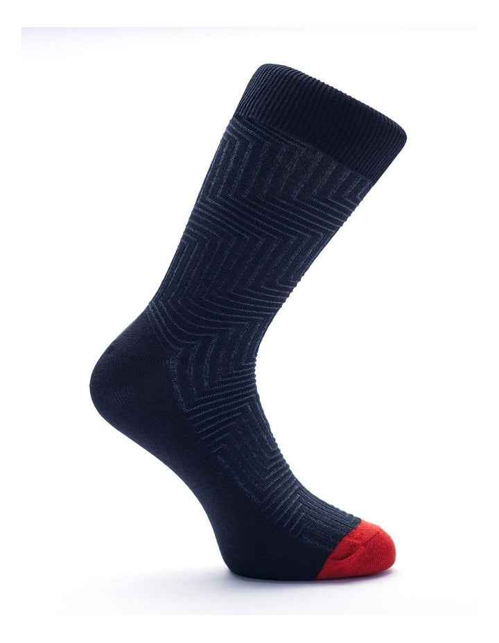 1 Pair Textured Maze Cotton Crew Men's Socks in Black