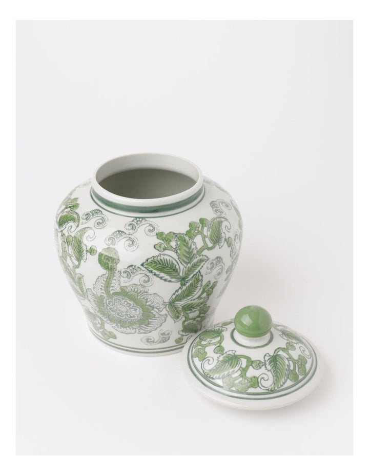 Hand Painted Ginger Jar 24cm in Green