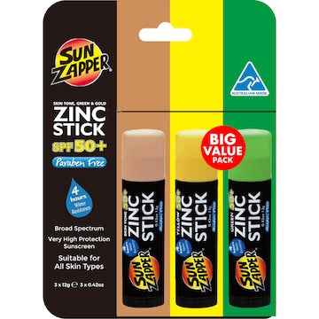 Sun Zapper SPF 50 Mixed Sunscreen Sticks Assorted 12g x 3 pack