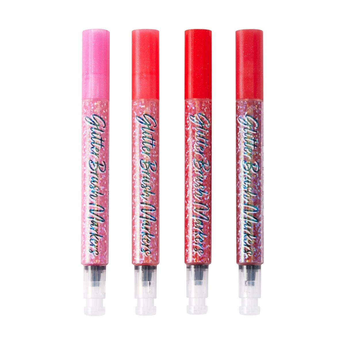 4 Pack Glitter Brush Markers - Pink