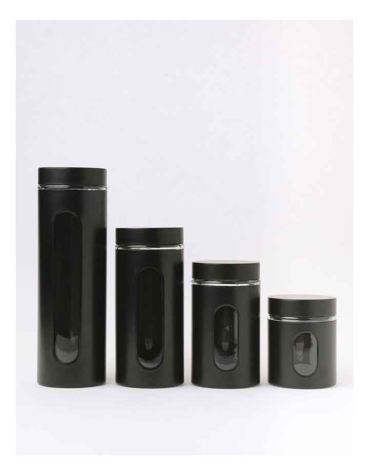 Stainless Steel Canister with Window Set of 4 in Black
