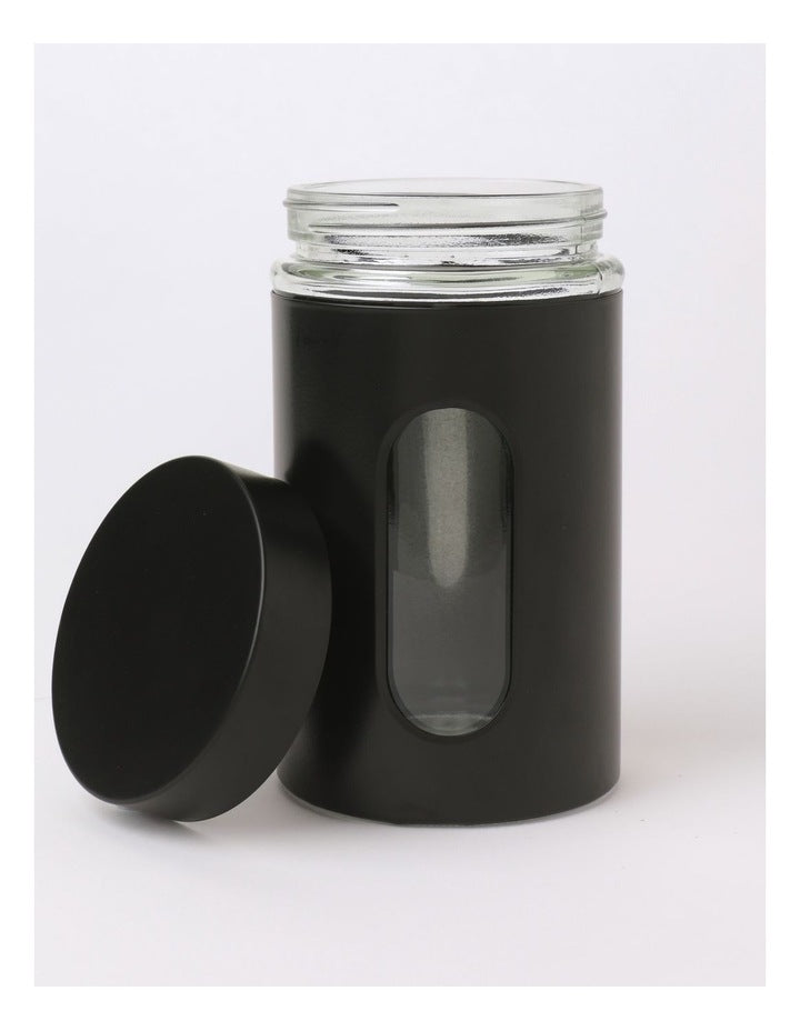 Stainless Steel Canister with Window Set of 3 600ml in Black