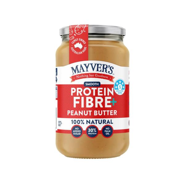 MAYVER'S SMOOTH PROTEIN FIBRE+ PEANUT BUTTER 375G