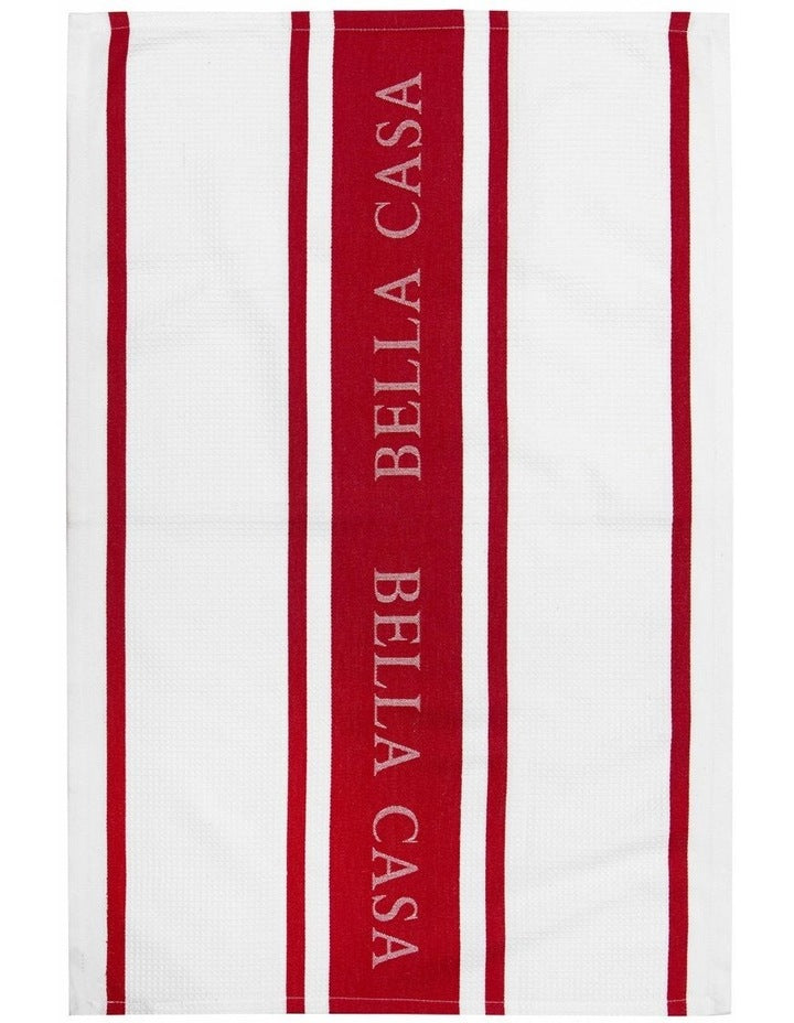Bella Casa 2 Pack Kitchen Towel in Red