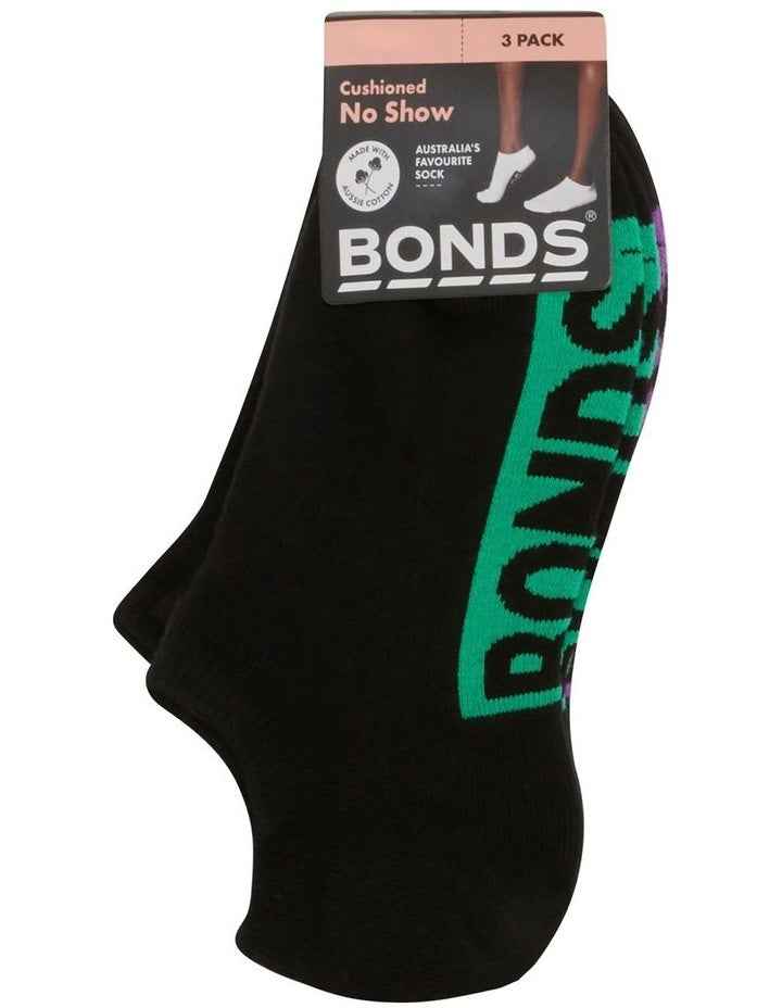 Logo Cushioned No Show Socks 3 Pack in Pack 14