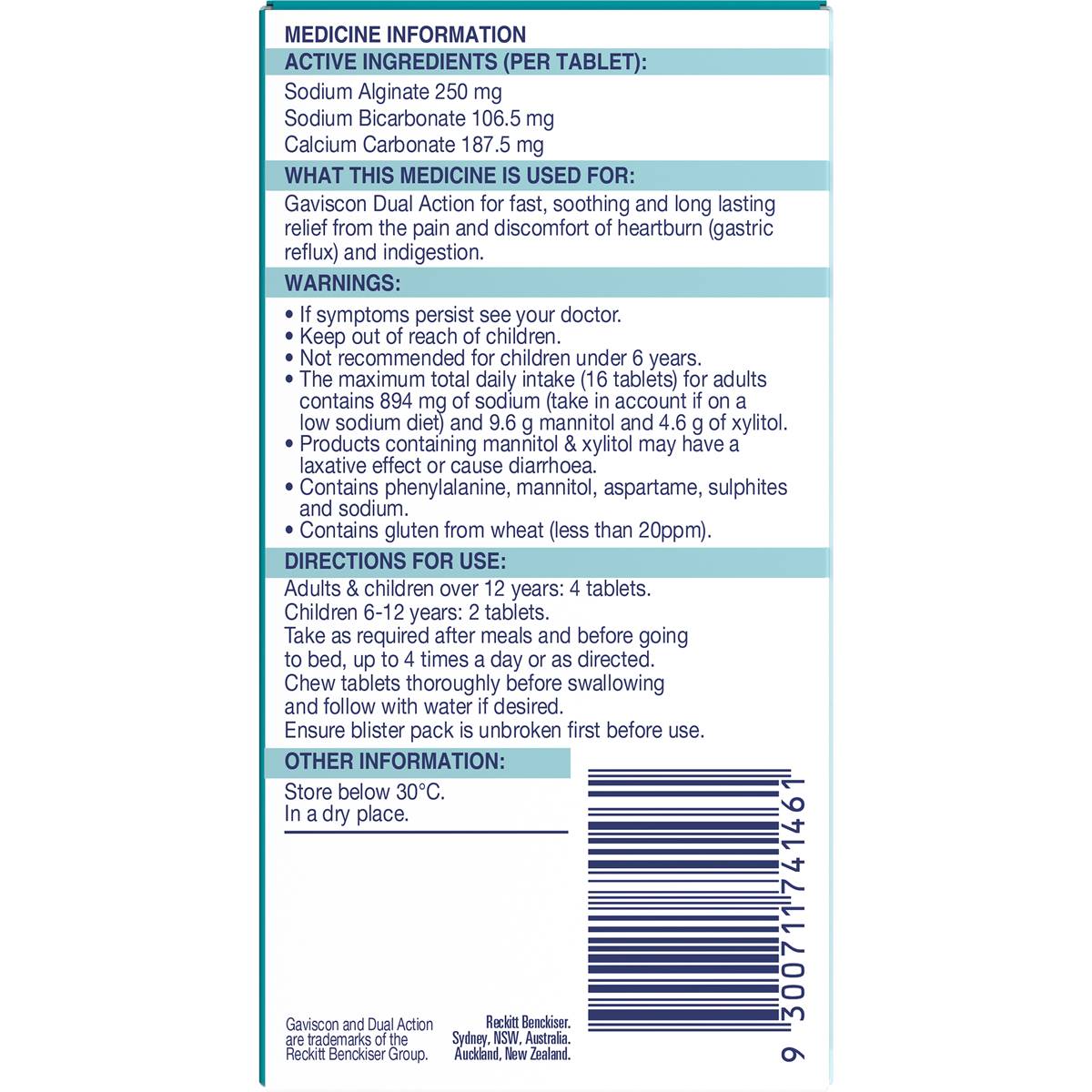 Gaviscon Dual Action Heartburn & Indigestion Mixed Berry Tabs 48 Pack