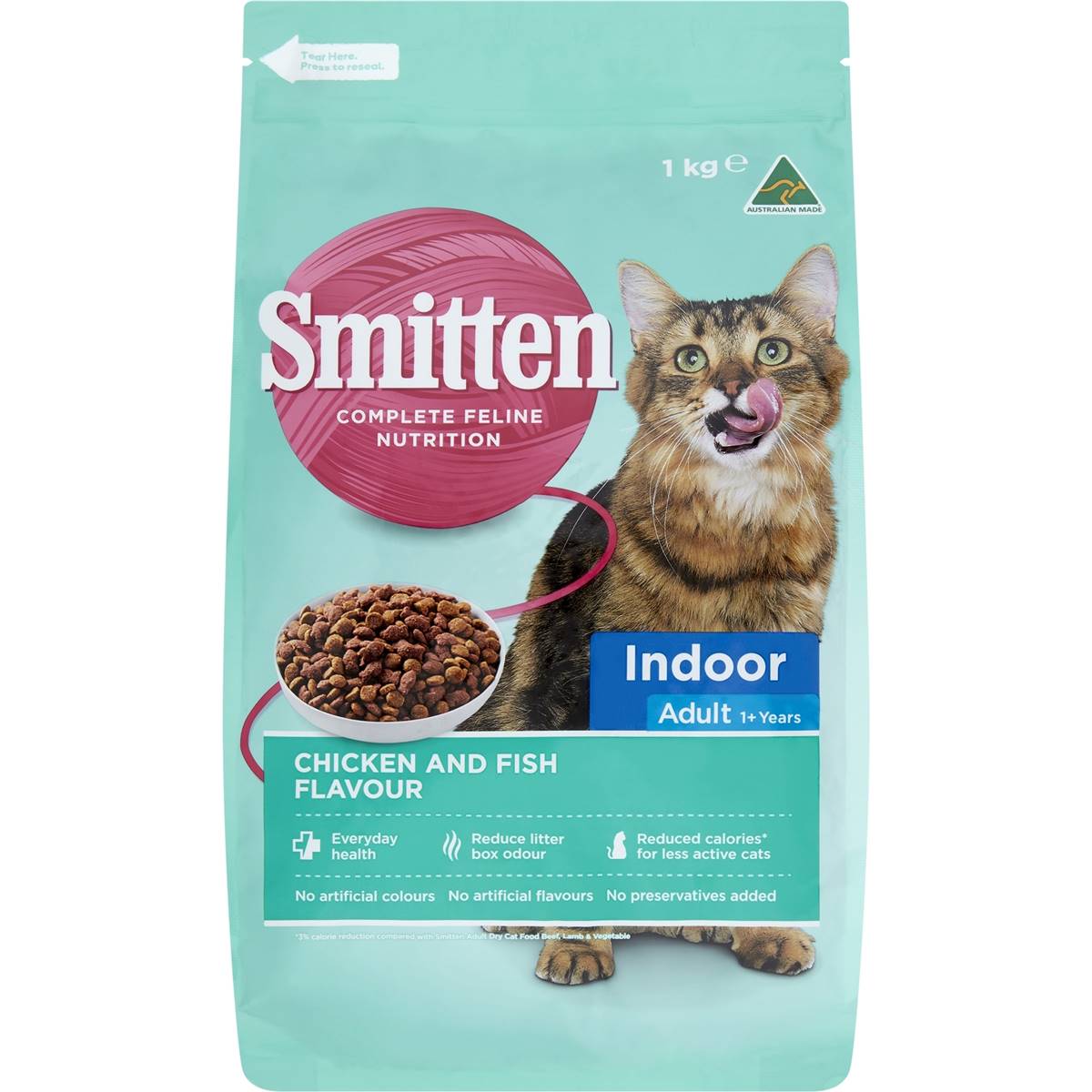 Smitten Indoor Dry Cat Food Chicken & Fish Flavour Adult 1kg